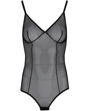 Laura Urbinati Mesh-Panelled Bodysuit - Grey