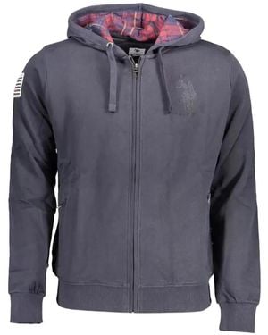 U.S. POLO ASSN. Logo-Embroidered Zip-Up Hoodie - Blue