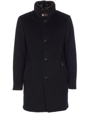 Moorer Fur-trimmed buttoned coat - Azul
