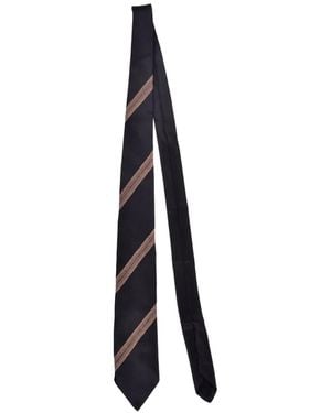 Brunello Cucinelli Monili-Embroidered Striped Tie - White