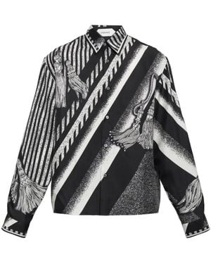 Versace Tassel-Print Silk Shirt - Black