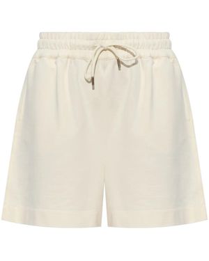 Moncler Cotton Fleece Shorts - Natural
