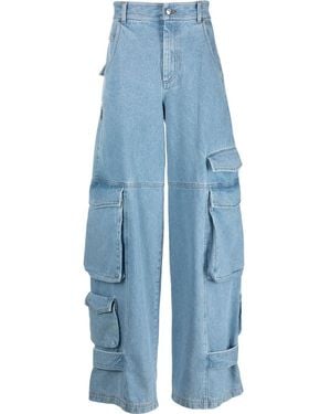 Gcds Cargo-Pocket Wide-Leg Jeans - Blue