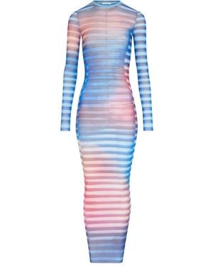 Jean Paul Gaultier ロングスリーブ メッシュドレス - ブルー