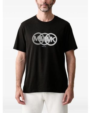 Michael Kors Logo-Print Crew-Neck T-Shirt - Black