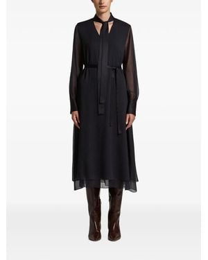 Peserico Tie-Neck Belted Midi Dress - Black