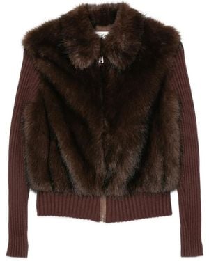 Source Unknown Ribgebreid Vest Met Imitatiebont - Zwart
