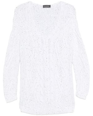 Lorena Antoniazzi Verzierter Pullover Mit Zopfmuster - Weiß