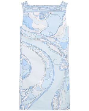 PUCCI Orchidee-Print Silk Dress - Blue