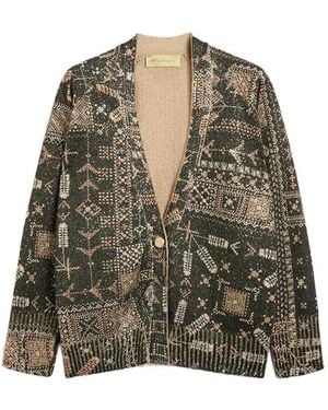 Momoní Eduardo Printed-Sequin Cardigan - Green