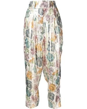 Hayley Menzies Shimmering Bonita Silk Jacquard Tailored Pants - Multicolor