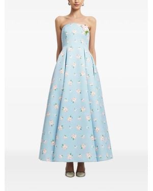 LEO LIN Nora Floral-Print Strapless Maxi Dress - Blue