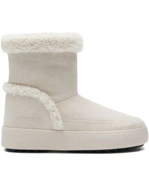 Moon Boot Shearling-Trimmed Suede Boots - White