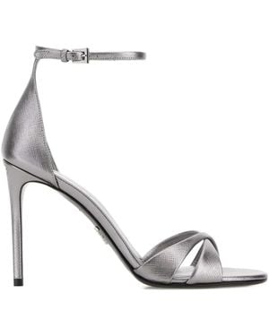 Prada Leather Heeled Sandals - White