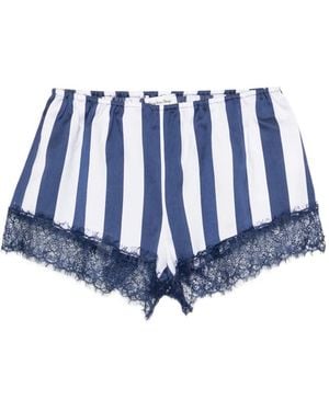 Frankie Shop Milos Stripe Lace-Trim Shorts - Blue