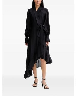Blugirl Blumarine Ruffled Wrap Asymmetric Dress - Black
