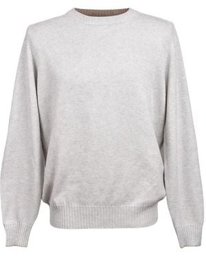Brunello Cucinelli Crew-Neck Elbow-Patch Jumper - White
