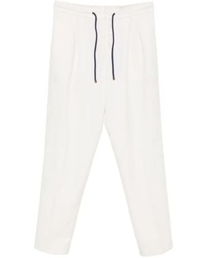 Brunello Cucinelli Drawstring-Fastening Pleated Trousers - White