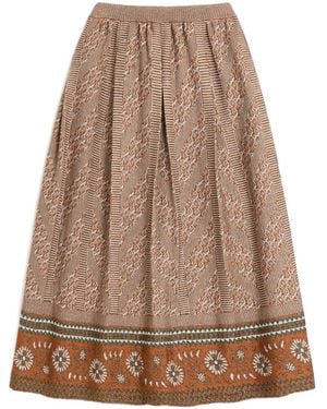Valentino Garavani Midi Jacquard-Pattern Skirt - Brown