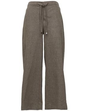 Max Mara Floria Drawstring Flannel Pants - Gray