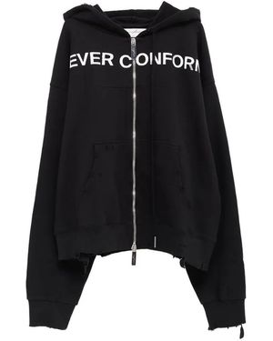 MATIERES FECALES Distressed Effect Zip Up Hoodie - Black