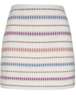 Veronica Beard Striped Tweed Skirt - White