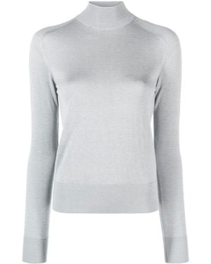 There Was One Open-back High-neck Knitted Top - Grey