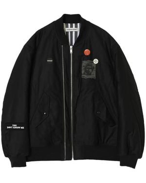 Undercover Embroidered-Patch Quilted Bomber Jacket - Black