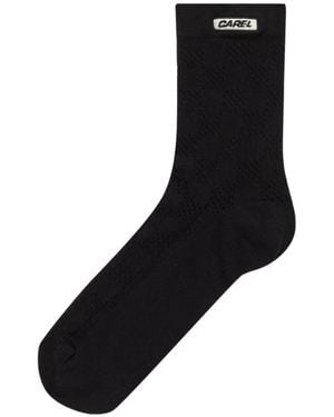 CAREL PARIS Cathy Checkerboard-Knit Socks - Black
