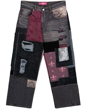 Junya Watanabe Patchwork-Design Button-Fastening Jeans - White