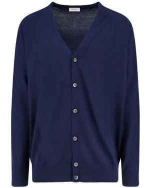 Bramani Cashmere V-Neck Button-Up Cardigan - Blue