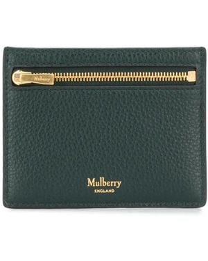 Mulberry Hammered Leather Cardholder With Zip Woman - Green