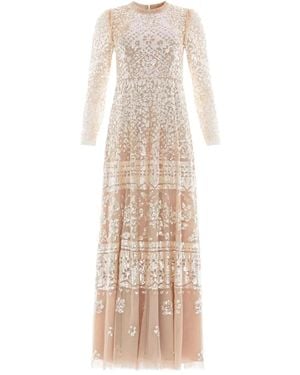 Needle & Thread Aurora Sequin-Embellished Tiered Gown - Natural
