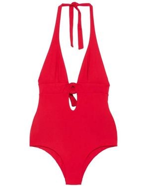 Fisico Cut-Out Halterneck Swimsuit - Red