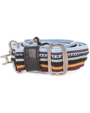 Prada Logo-Engraved Striped Belt - Blue