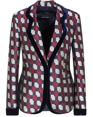 Emporio Armani Blazer A Quadri - Blu