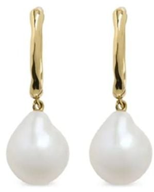 Monica Vinader 14K Small Baroque Pearl Huggie Earrings - White