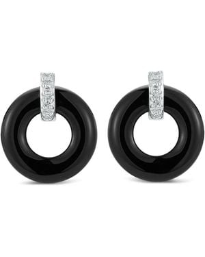 Mateo Pendientes Onyx Donut En Oro Amarillo De 14 Ct Con Diamantes - Negro