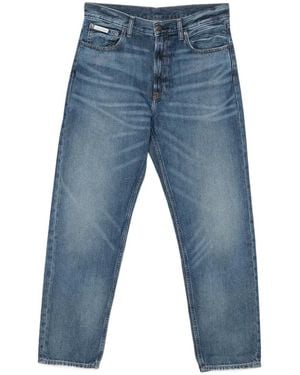 Calvin Klein Logo-Patch Whiskered Jeans - Blue