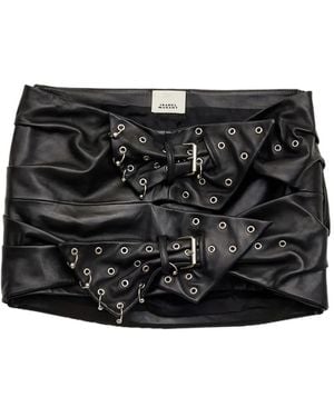 Isabel Marant Buckle-Detail Leather Skirt - Black