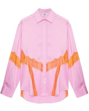 MSGM Lace Panel Shirt - Pink