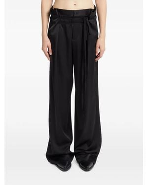 Ann Demeulemeester Cady Satin Tie-Fastening Pants - Black