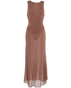 Isa Boulder Sleeveless Midi Dress - Brown