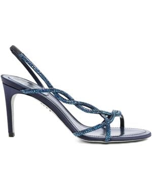 Rene Caovilla Sandali Braid Con Cristalli 80Mm - Blu