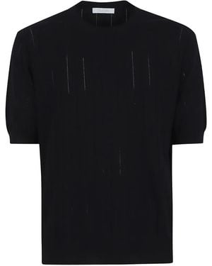 Cruciani Pointelle-Knit Short-Sleeve T-Shirt - Black