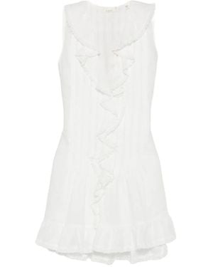 Doen Henrietta Ruffled Sleeveless Midi Dress - White