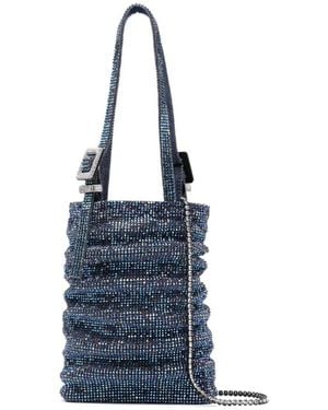 Benedetta Bruzziches Rhinestone-Embellished Ruched Mini Bag - Blue