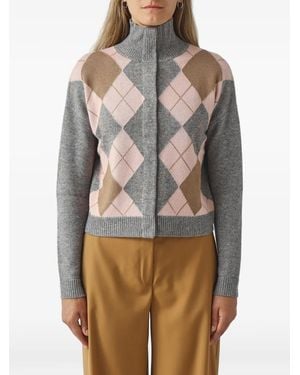 Max Mara Argyle Zip-Up Cardigan - Multicolor
