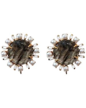Bounkit Anya Labradorite Pearl Earrings - Metallic