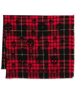 McQueen Schal Mit Totenkopf-Print - Rot